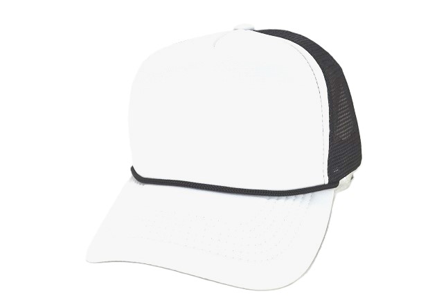 FP-05 5PANEL SPONG TRUCKER CAP WHITE/BLACK MESH